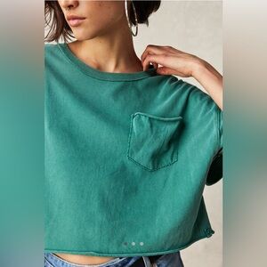 Free People Fade Into You Short Sleeve Tee in Mermaid